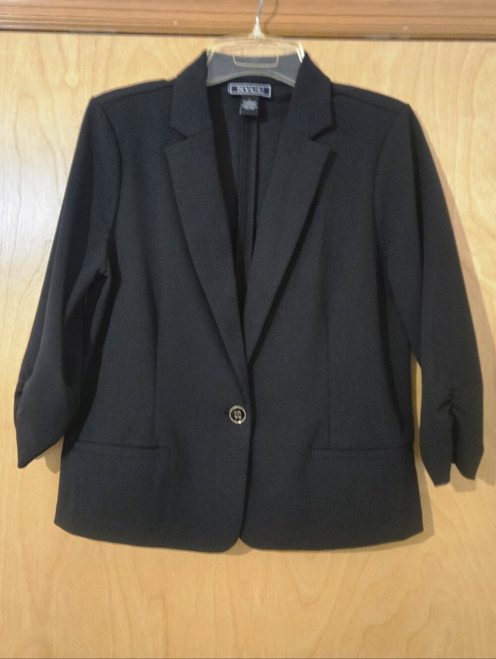 NYCC Women’s Black Single-Button Notch-Lapel Blazer Size L